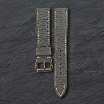 Gray Beaver Tail Leather Watch Strap - Handmade