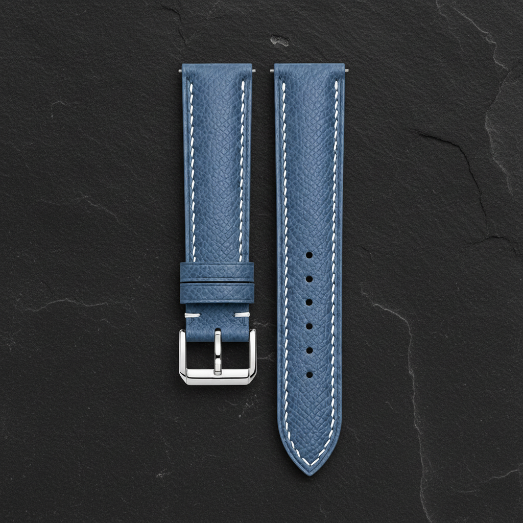 Gray Epsom Leather Watch Strap - Handmade Quick Release Band