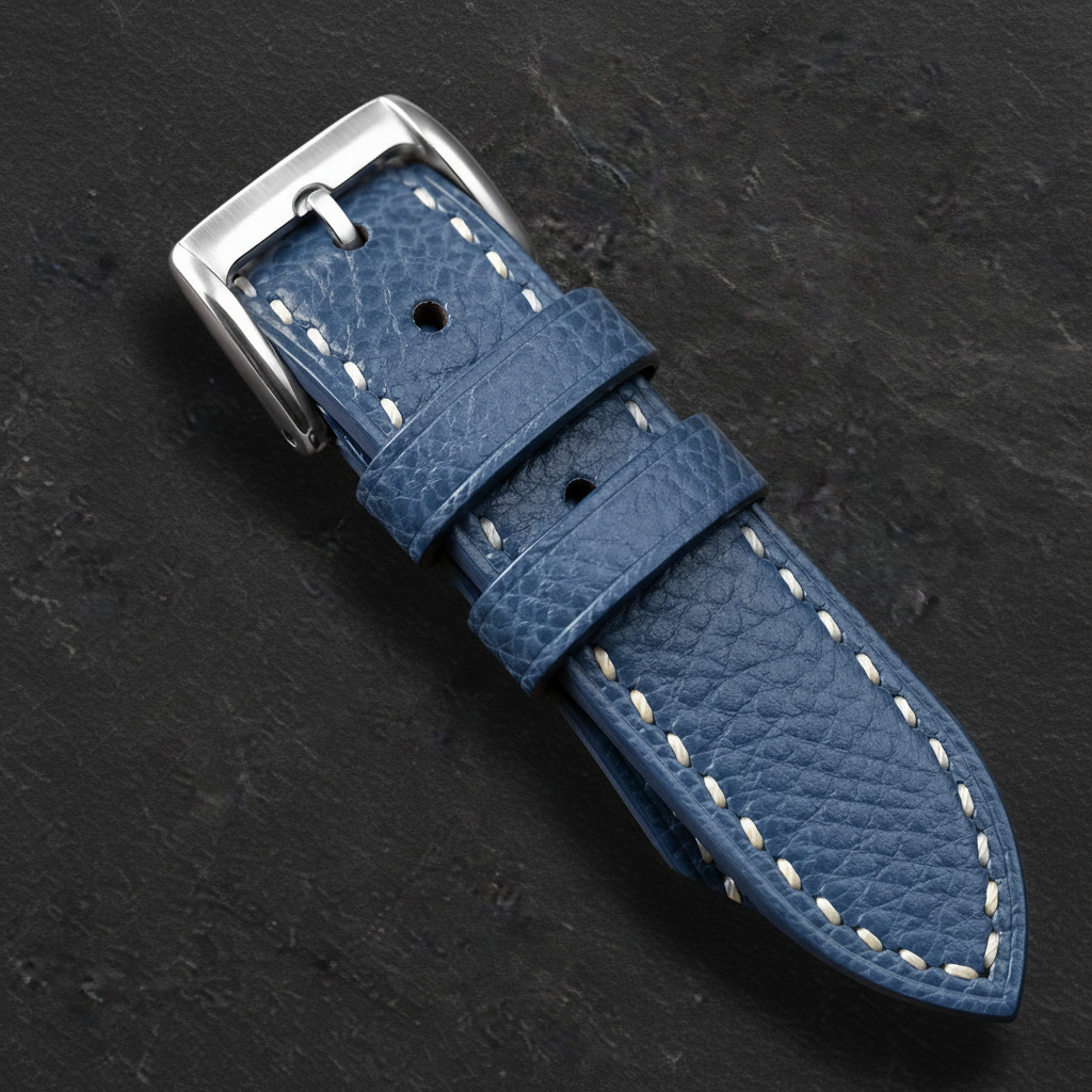 Gray Epsom Leather Watch Strap - Handmade Quick Release Band