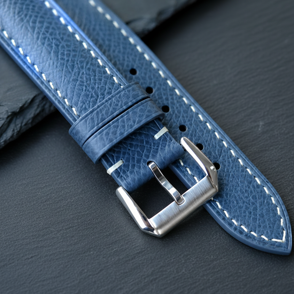 Gray Epsom Leather Watch Strap - Handmade Quick Release Band