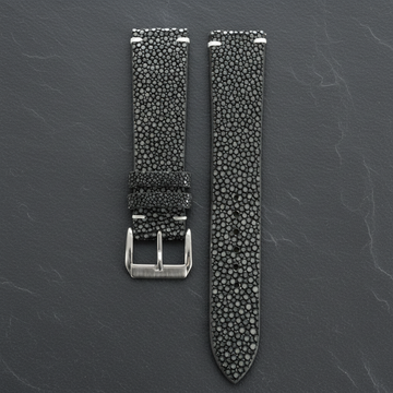 Gray Stingray Leather Watch Strap - Handmade
