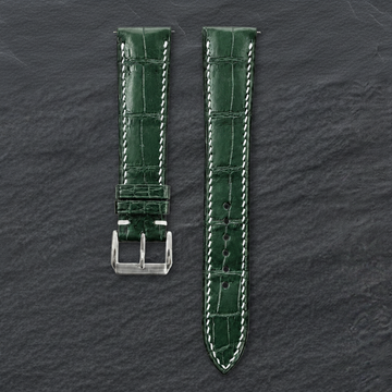 Green Alligator Leather Watch Strap - Handmade