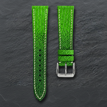 Green Lizard Leather Watch Strap - Handmade