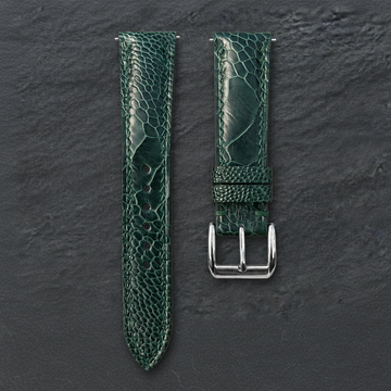 Green Ostrich Leather Watch Strap - Handmade