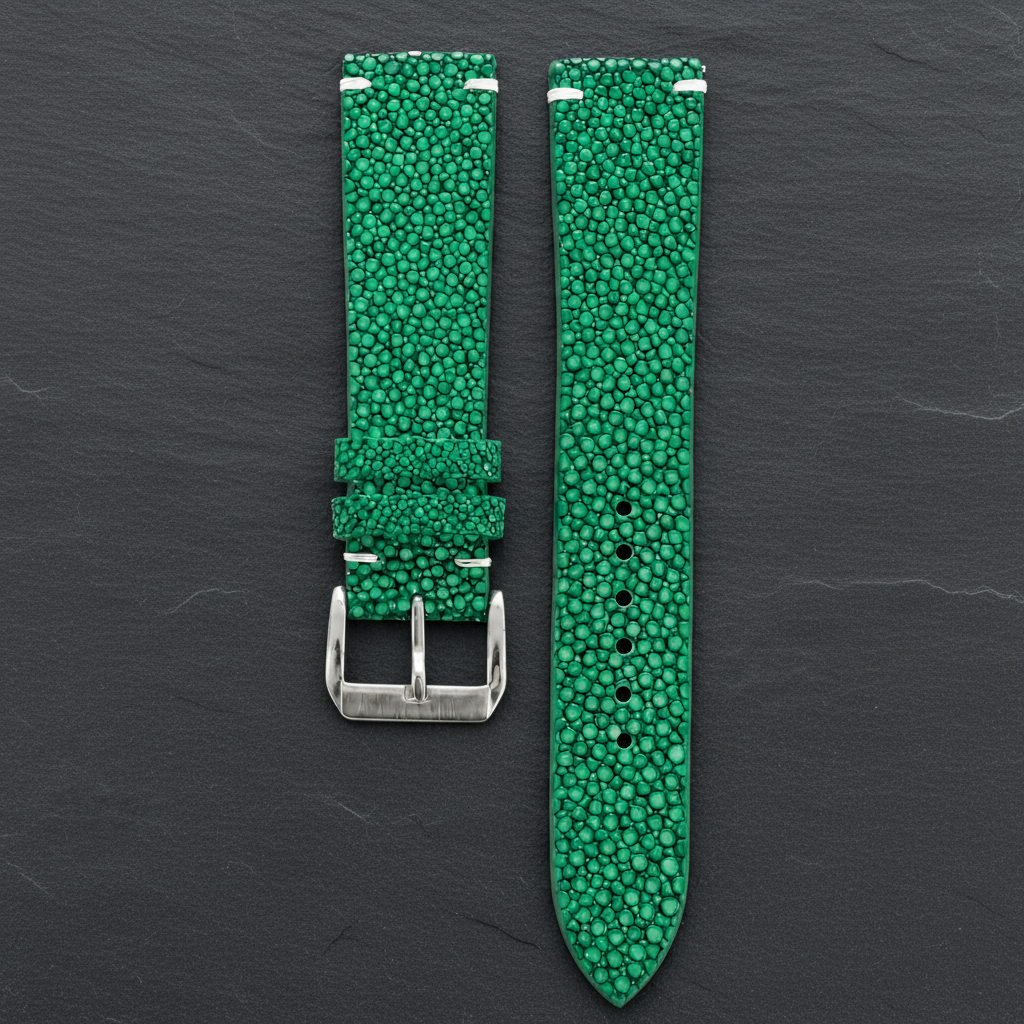Green Stingray Leather Watch Strap - Handmade
