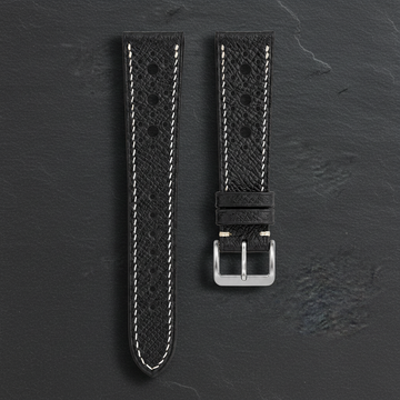 Large Black Racing Epsom Leather Watch Strap - Handmade