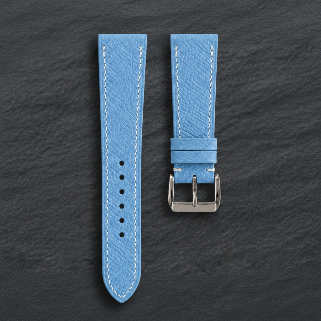 Light Blue Epsom Leather Watch Strap - Handmade