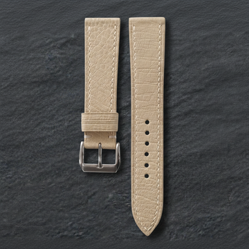 Light Sand Ostrich Leather Watch Strap - Handmade