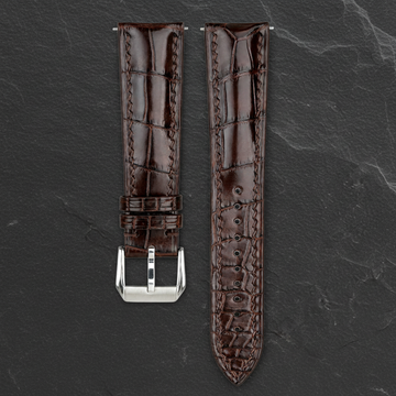 Mahogany Brown Alligator Leather Watch Strap - Handmade Quick Release Band