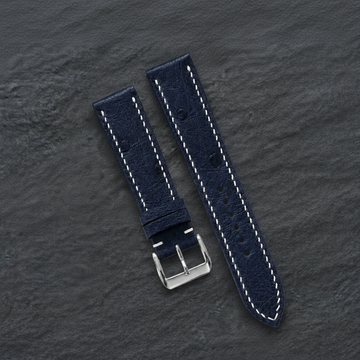 Midnight Navy Ostrich Leather Watch Strap - Handmade