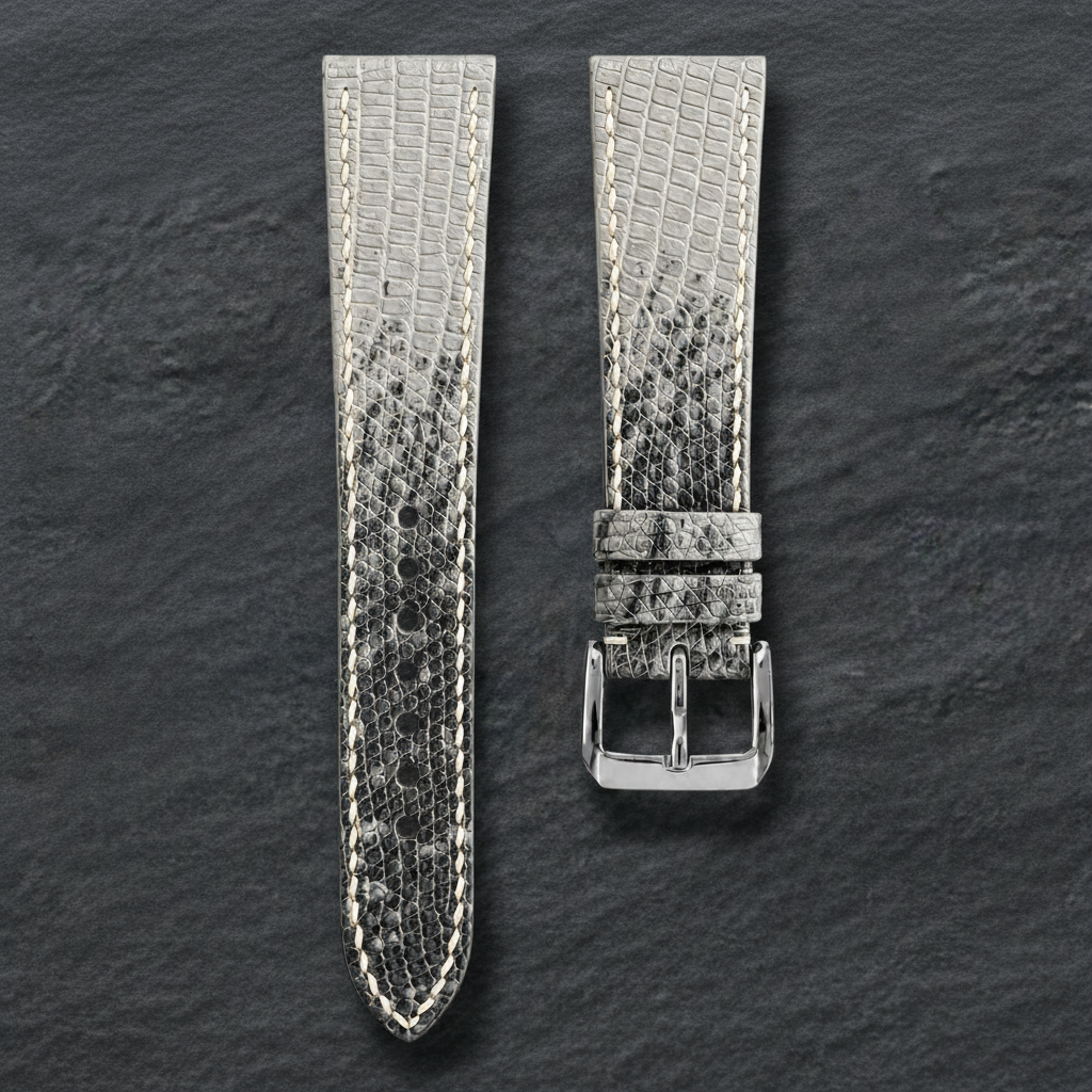 Natural Wild Gray Lizard Leather Watch Strap - Handmade