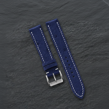 Navy Ostrich Leather Watch Strap - Handmade