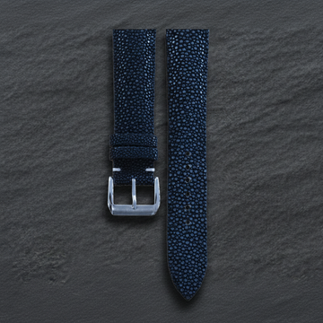 Navy Stingray Leather Watch Strap - Handmade