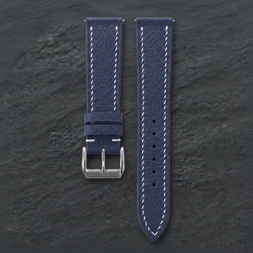 Navy Togo Leather Watch Strap - Handmade
