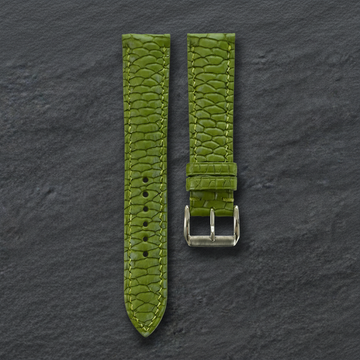 Olive Green Beaver Tail Leather Watch Strap - Handmade