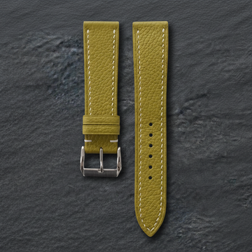 Olive Green Togo Leather Watch Strap - Handmade