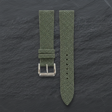 Olive Stingray Leather Watch Strap - Handmade