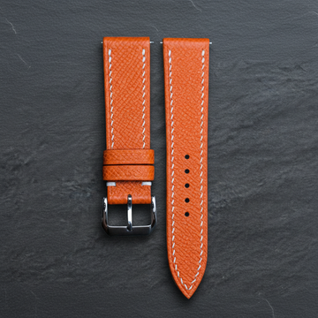 Orange Epsom Leather Watch Strap - Handmade