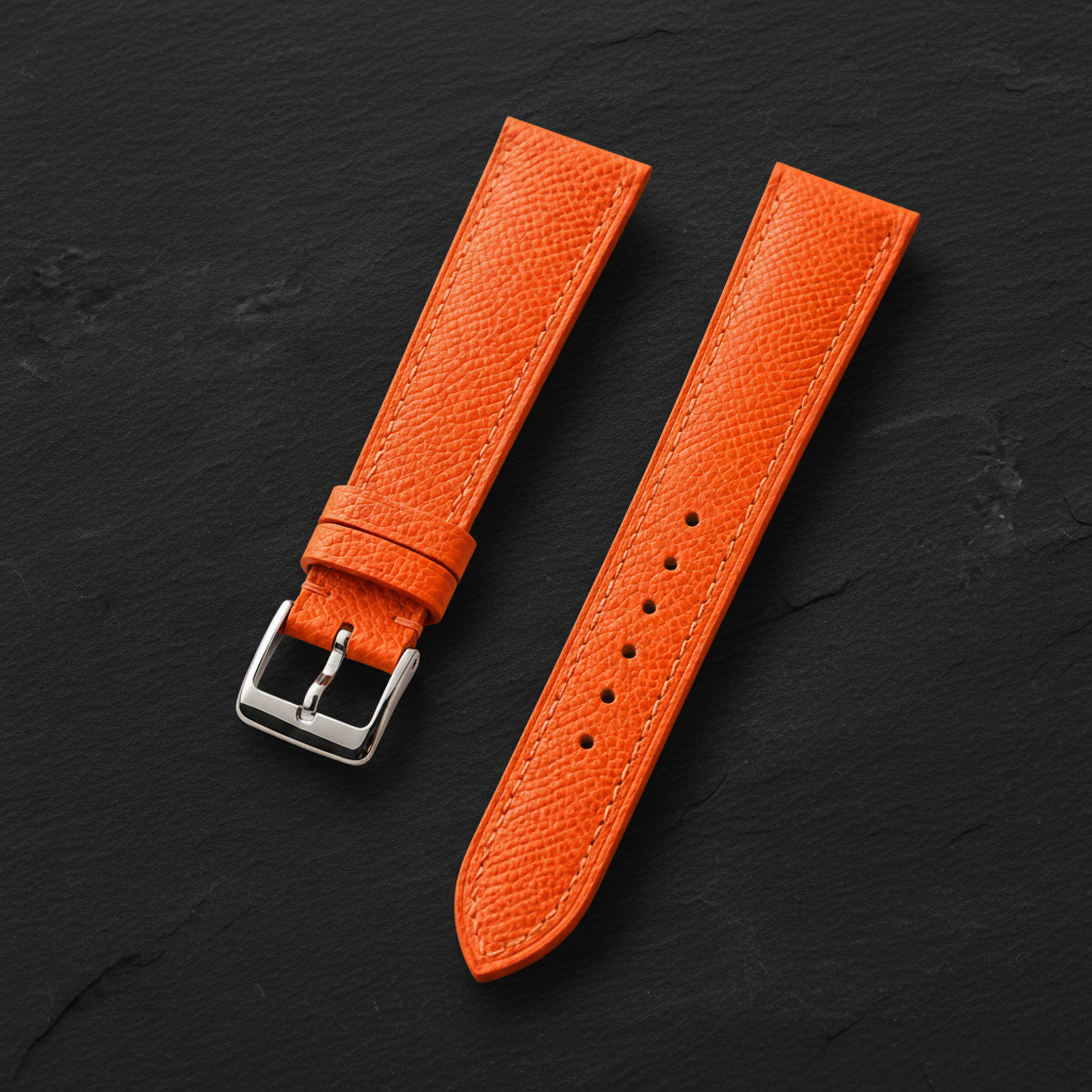 Orange Epsom Leather Watch Strap - Handmade Quick Release Band
