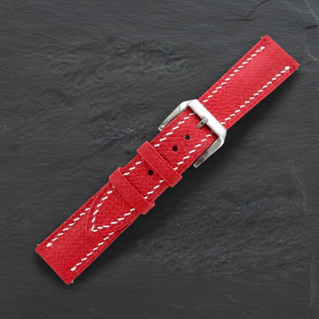 Red Epsom Leather Watch Strap - Handmade