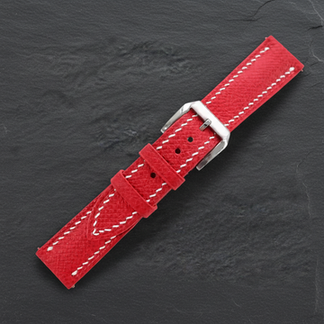 Red Epsom Leather Watch Strap - Handmade