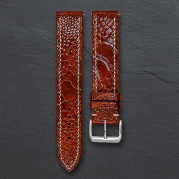 Russet Ostrich Leather Watch Strap - Handmade