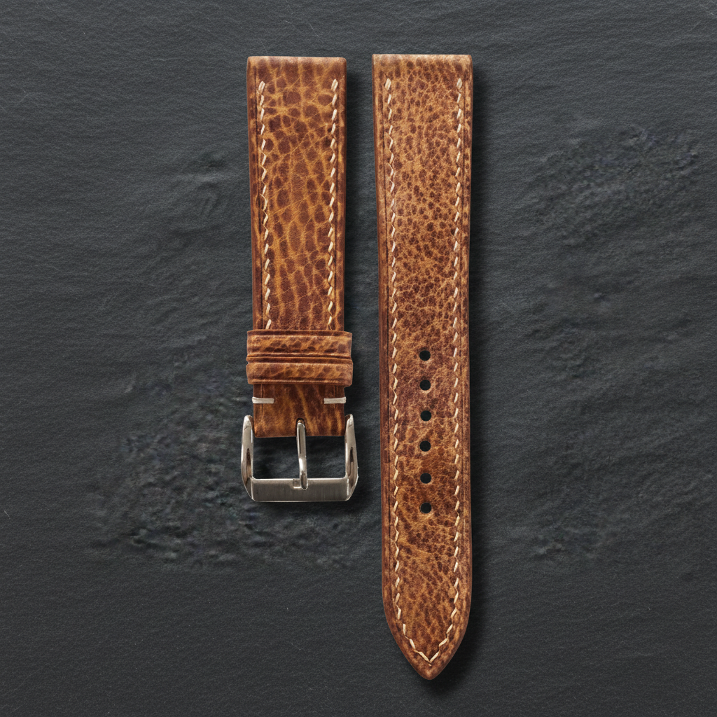 Saddle Brown Patina Leather Watch Strap - Handmade