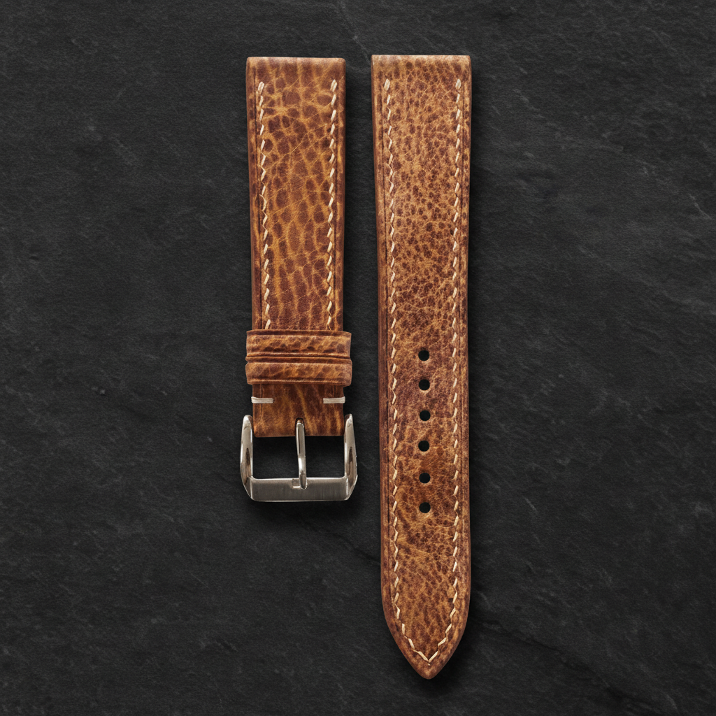 Saddle Brown Patina Leather Watch Strap - Handmade Quick Release Band