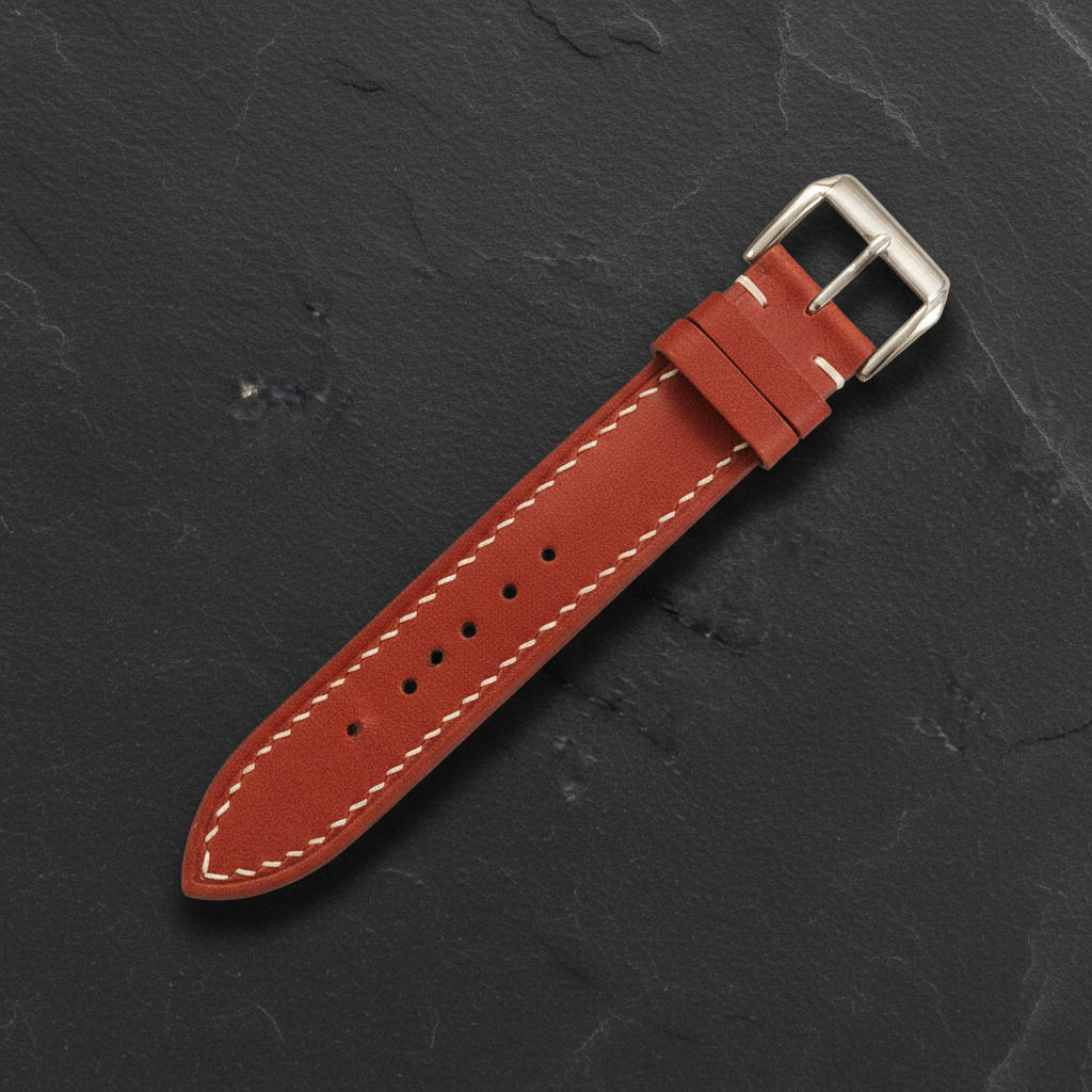 Scarlet Red Swift Leather Watch Strap - Handmade Quick Release Band