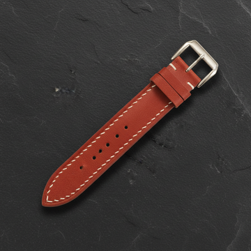 Scarlet Red Swift Leather Watch Strap - Handmade Quick Release Band