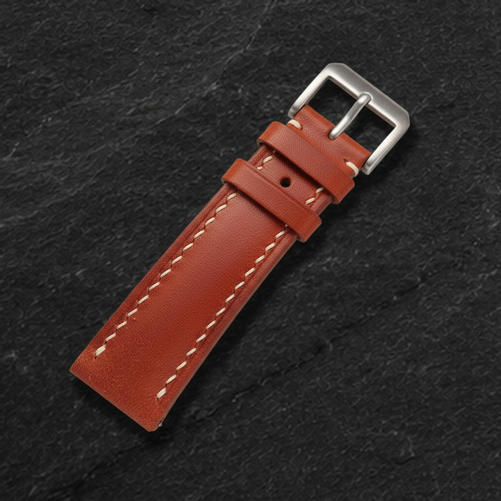 Scarlet Red Swift Leather Watch Strap - Handmade Quick Release Band
