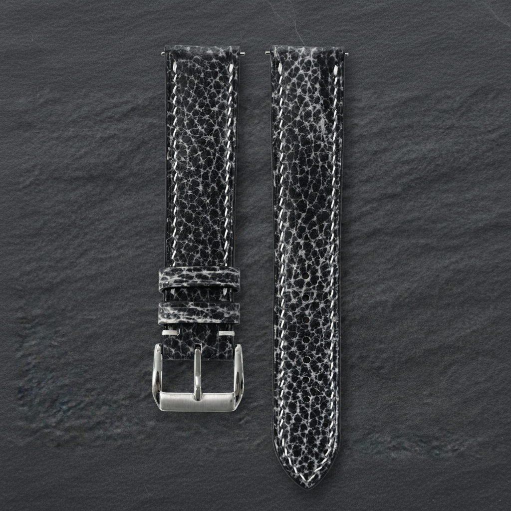 Stone Gray Patina Leather Watch Strap - Handmade