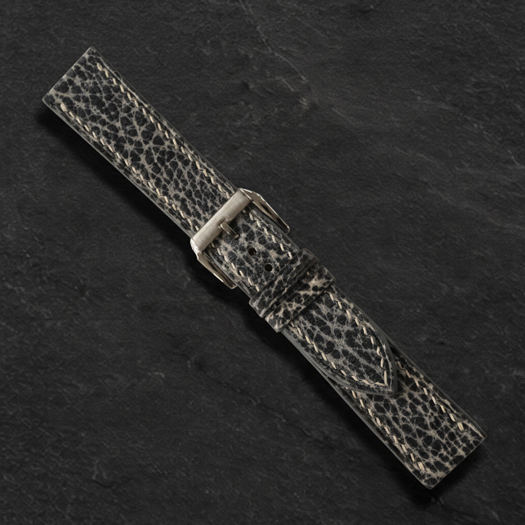 Stone Gray Patina Leather Watch Strap - Handmade Quick Release Band