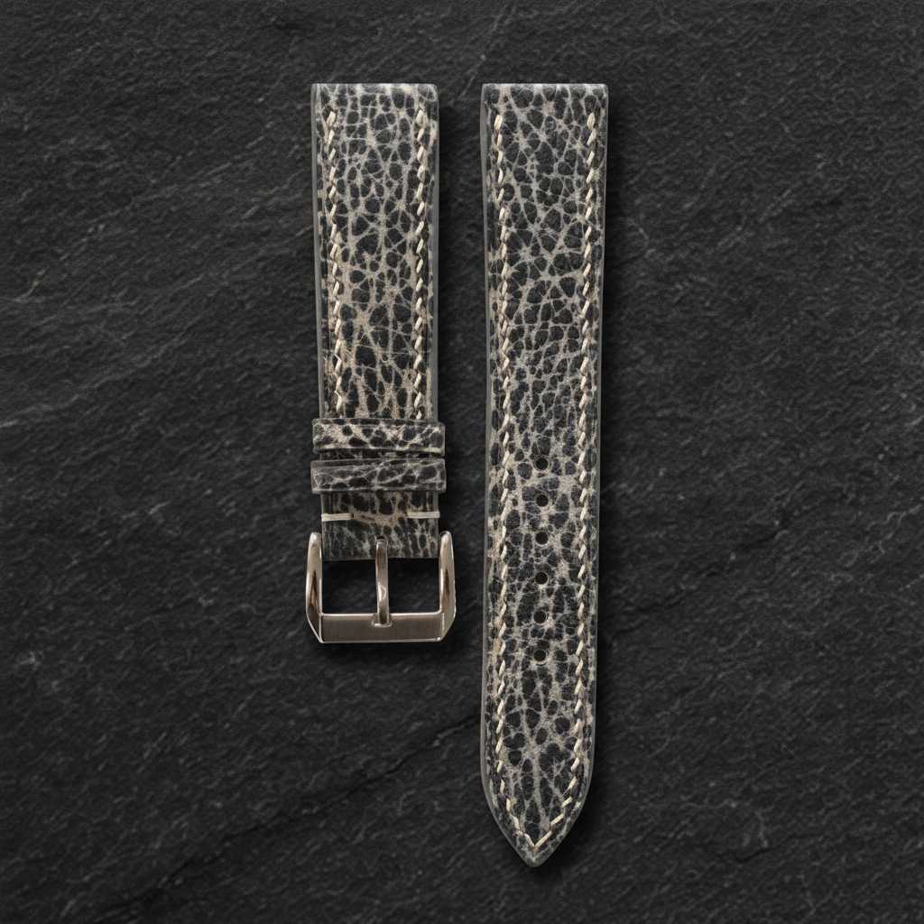 Stone Gray Patina Leather Watch Strap - Handmade Quick Release Band