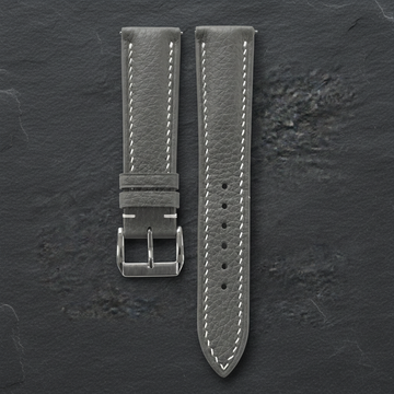 Stone Gray Togo Leather Watch Strap - Handmade