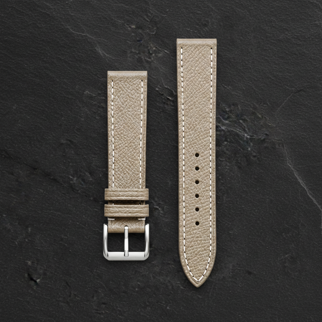 Taupe Epsom Leather Watch Strap - Handmade Quick Release Band