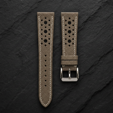 Taupe Large Racing Epsom Leather Watch Strap - Handmade