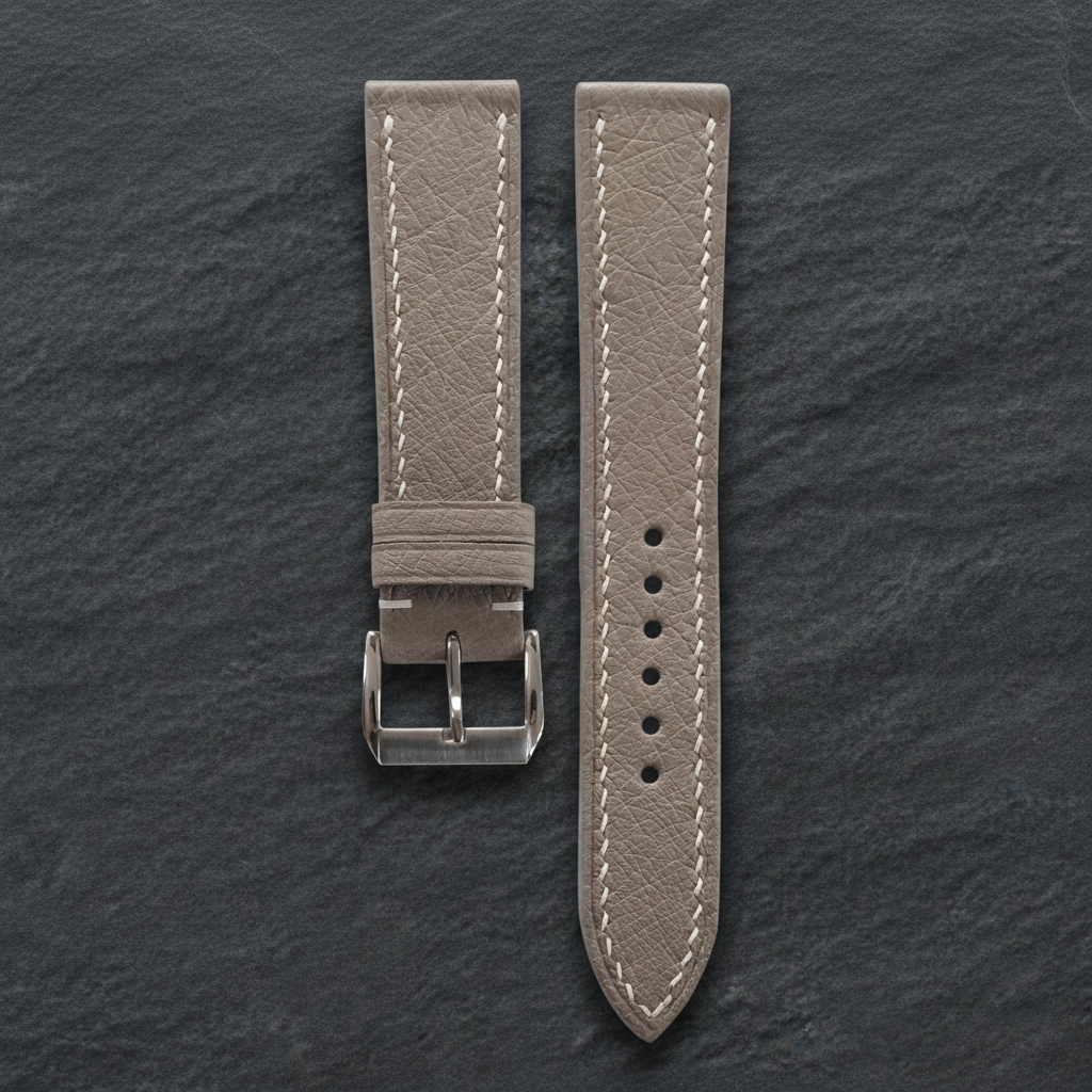 Taupe Ostrich Leather Watch Strap - Handmade
