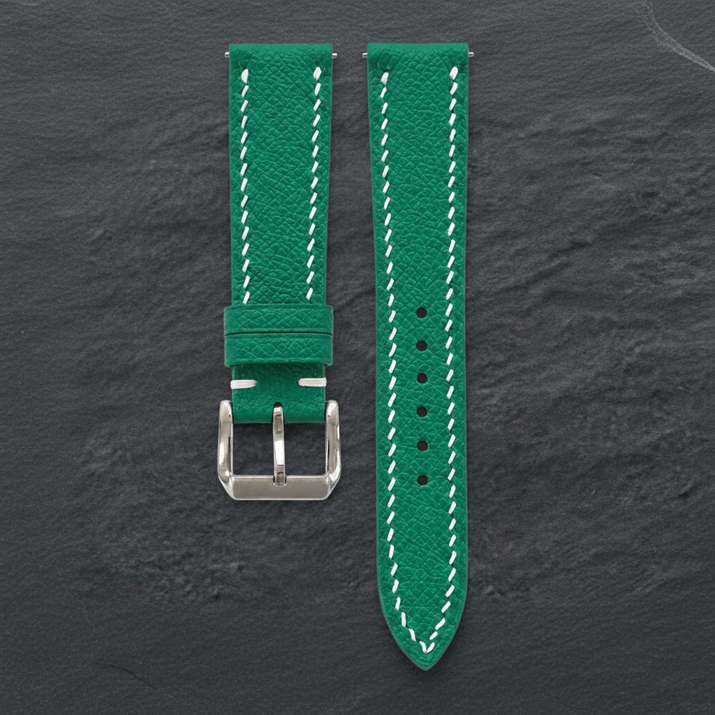 Teal Green Epsom Leather Watch Strap - Handmade
