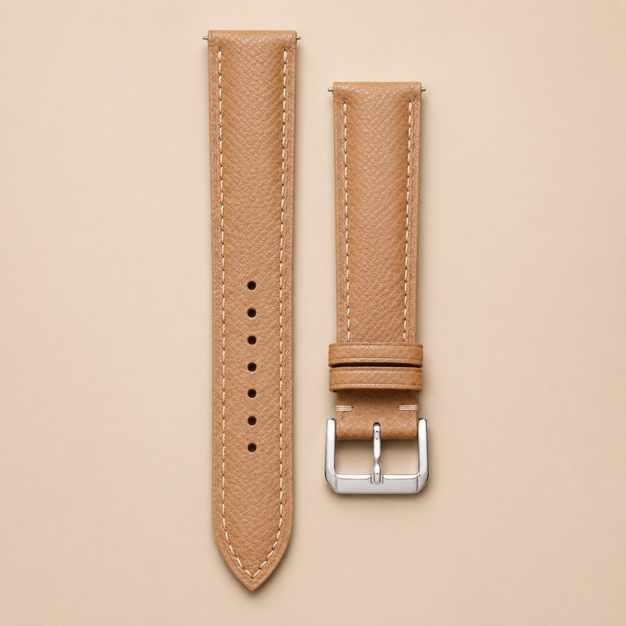 Brown Epsom Leather Watch Strap - Handmade Quick Release Band