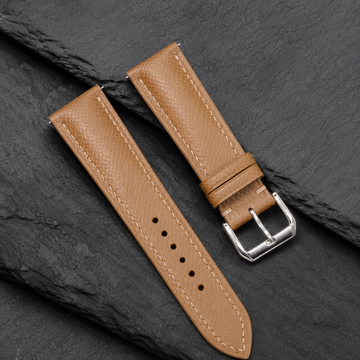 Brown Epsom Leather Watch Strap - Handmade Quick Release Band