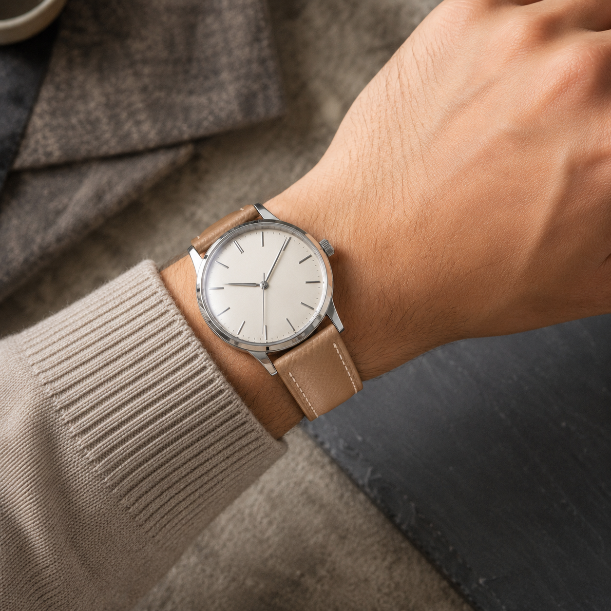 Brown Epsom Leather Watch Strap - Handmade Quick Release Band