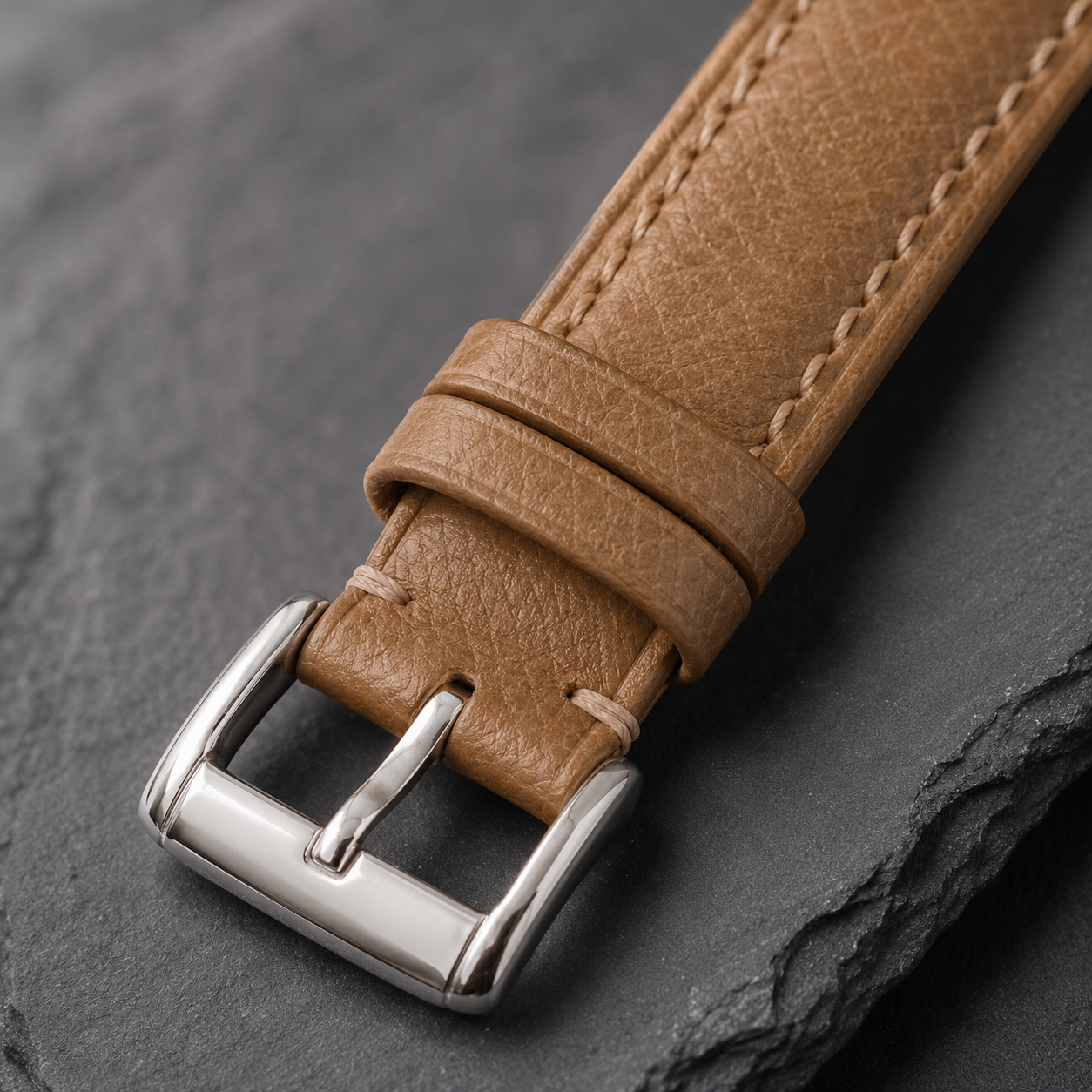 Brown Epsom Leather Watch Strap - Handmade Quick Release Band