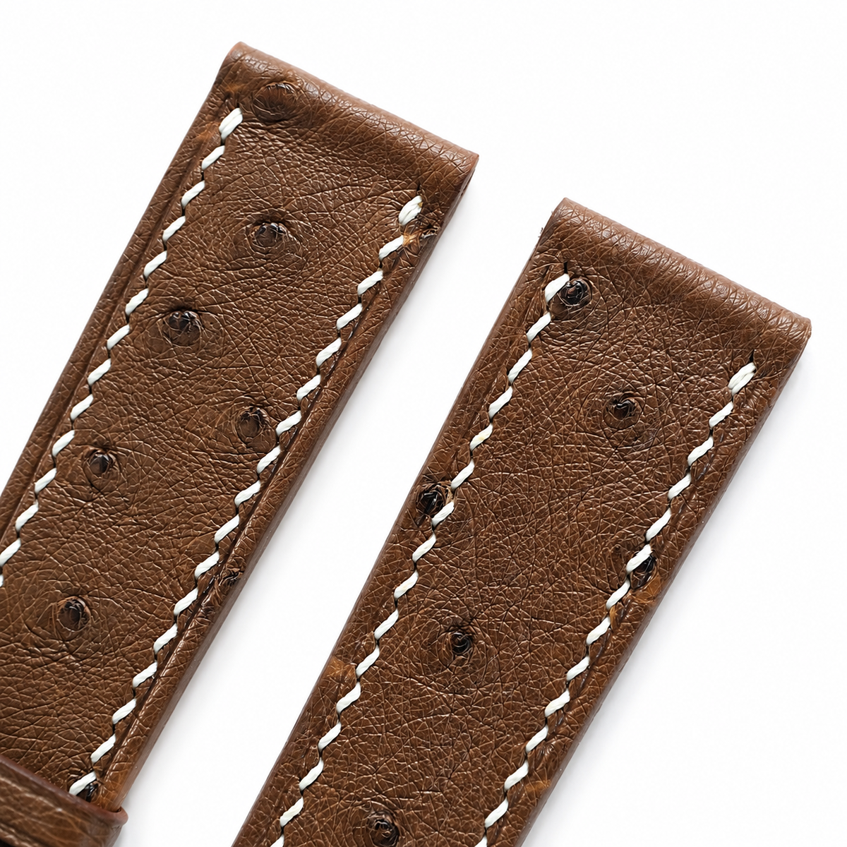 Brown Ostrich Leather Watch Strap - Handmade