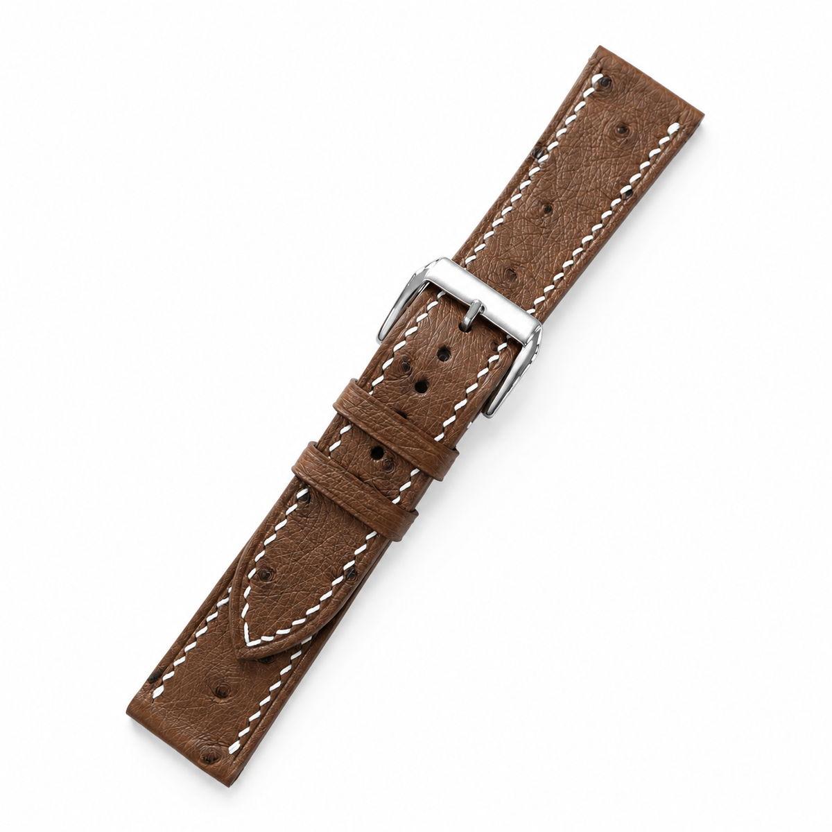 Brown Ostrich Leather Watch Strap - Handmade