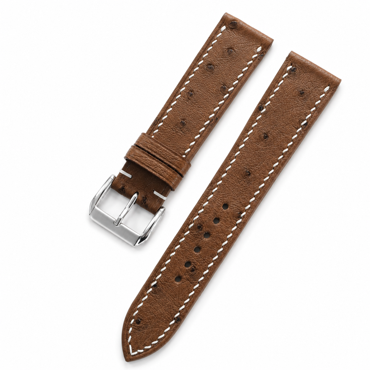 Brown Ostrich Leather Watch Strap - Handmade