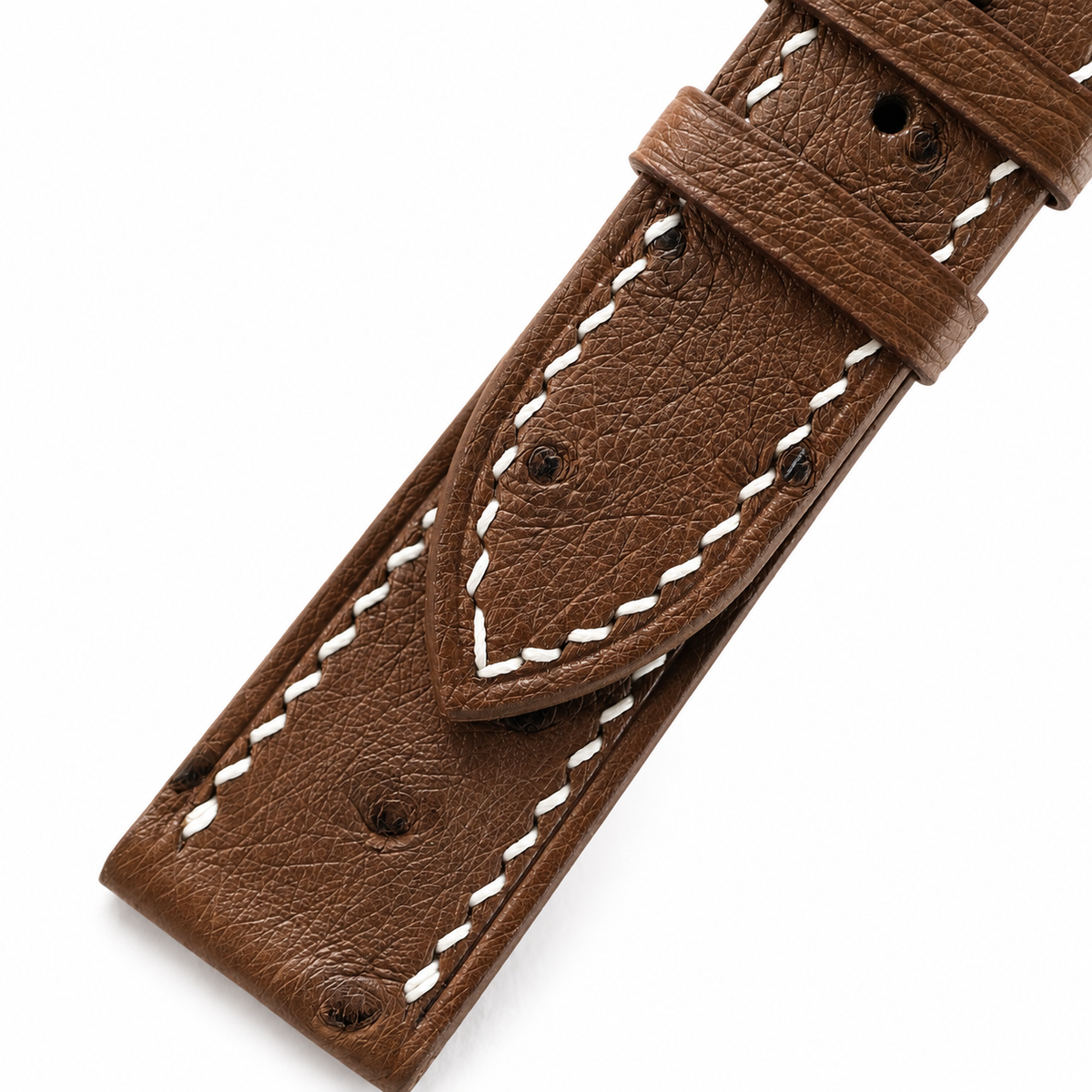 Brown Ostrich Leather Watch Strap - Handmade