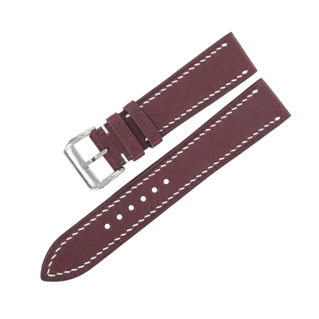 Burgundy Ostrich Leather Watch Strap - Handmade