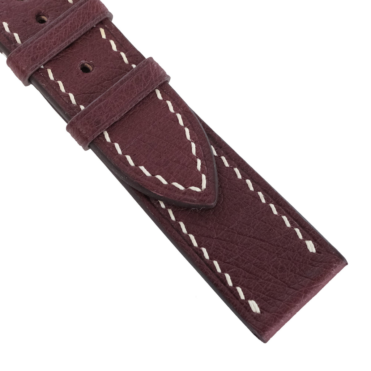 Burgundy Ostrich Leather Watch Strap - Handmade