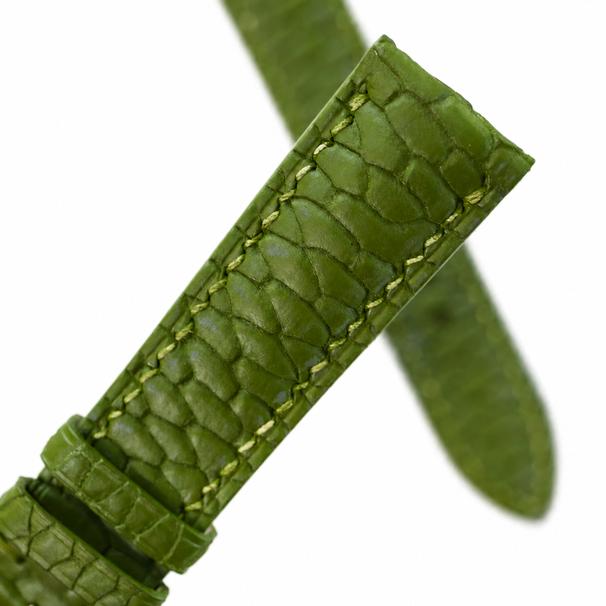 Olive Green Beaver Tail Leather Watch Strap - Handmade